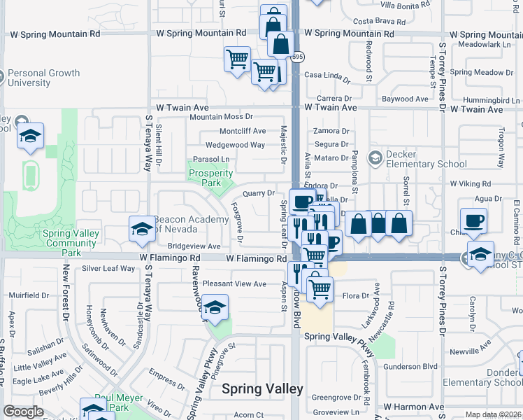 map of restaurants, bars, coffee shops, grocery stores, and more near 7006 Cheerful Circle in Las Vegas