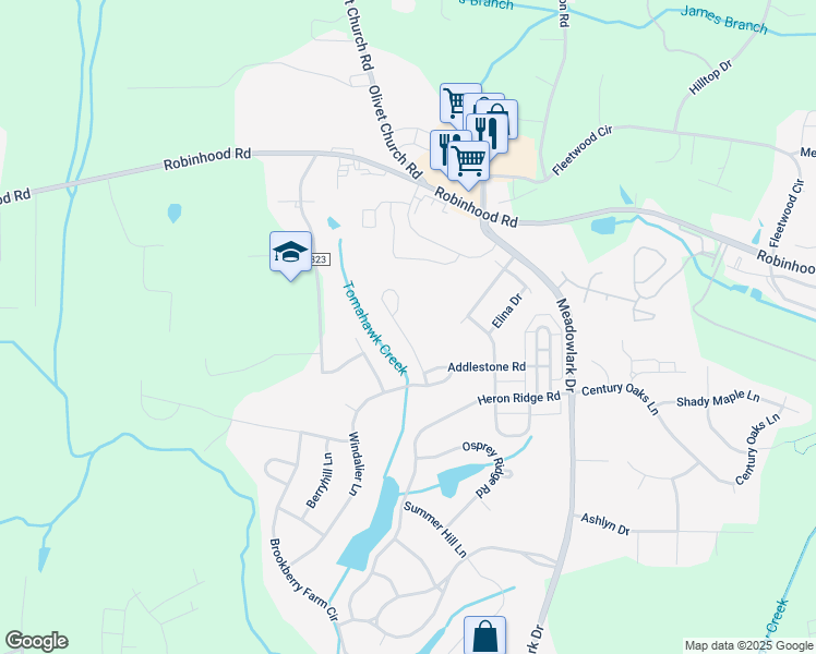map of restaurants, bars, coffee shops, grocery stores, and more near 1595 Sweetgrass Trail in Winston-Salem