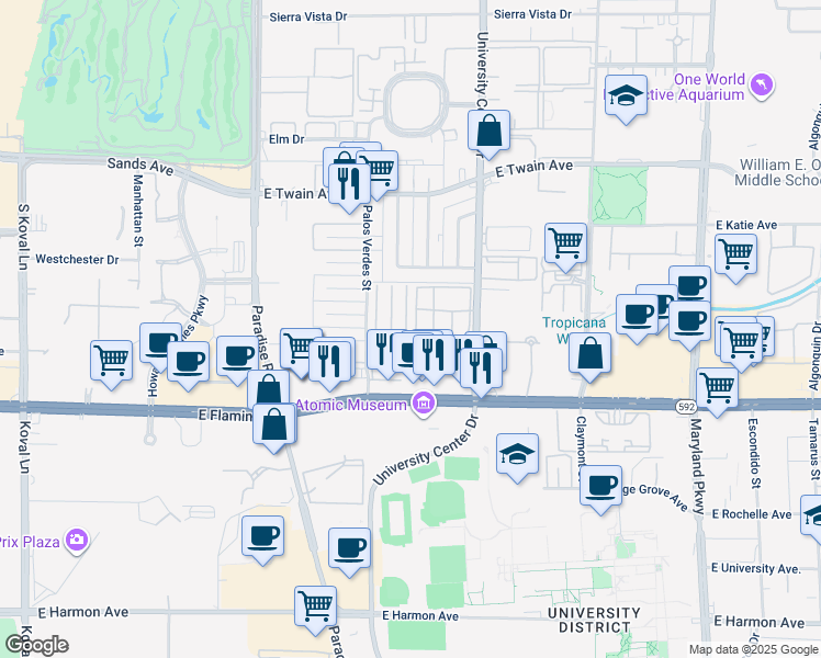 map of restaurants, bars, coffee shops, grocery stores, and more near 3978 Torsby Place in Las Vegas