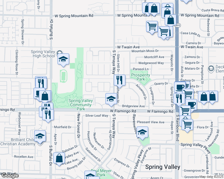 map of restaurants, bars, coffee shops, grocery stores, and more near 3974 South Roundwood Street in Las Vegas