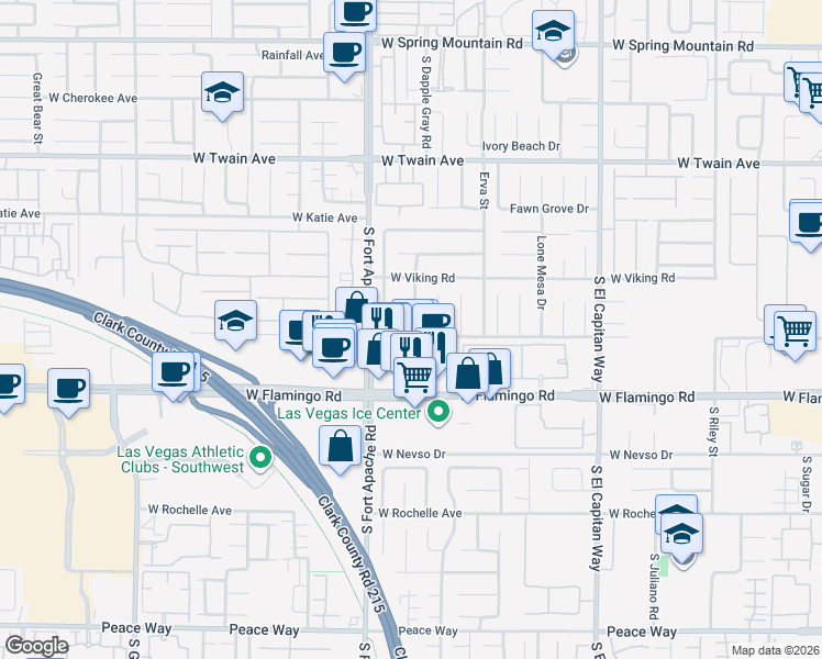 map of restaurants, bars, coffee shops, grocery stores, and more near 9361 Washed Pebble Avenue in Las Vegas