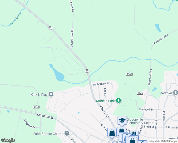 map of restaurants, bars, coffee shops, grocery stores, and more near 5522 North Carolina Highway 61 North in Gibsonville