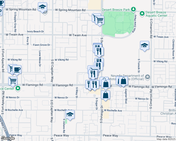 map of restaurants, bars, coffee shops, grocery stores, and more near 8711 West Knollmist Drive in Las Vegas
