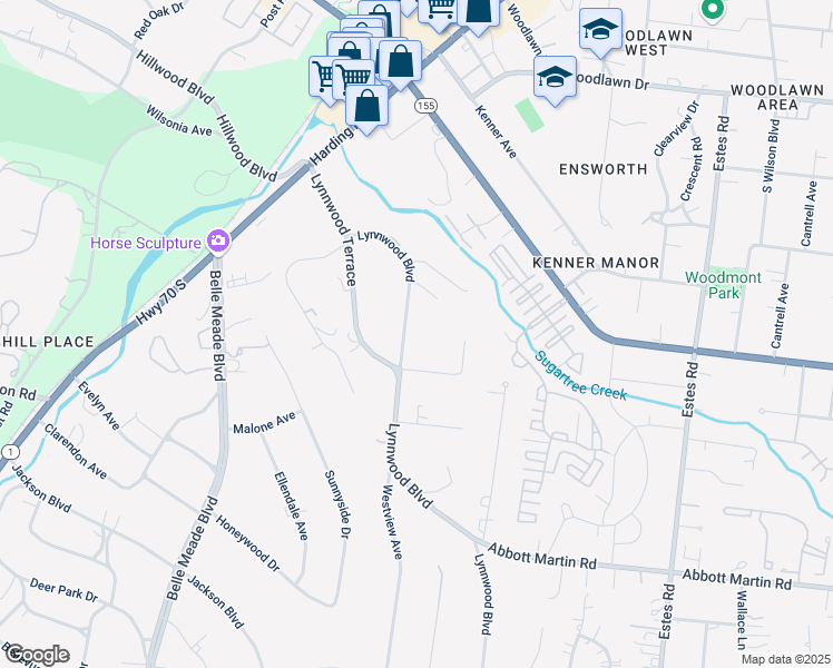 map of restaurants, bars, coffee shops, grocery stores, and more near 216 Lynnwood Boulevard in Nashville
