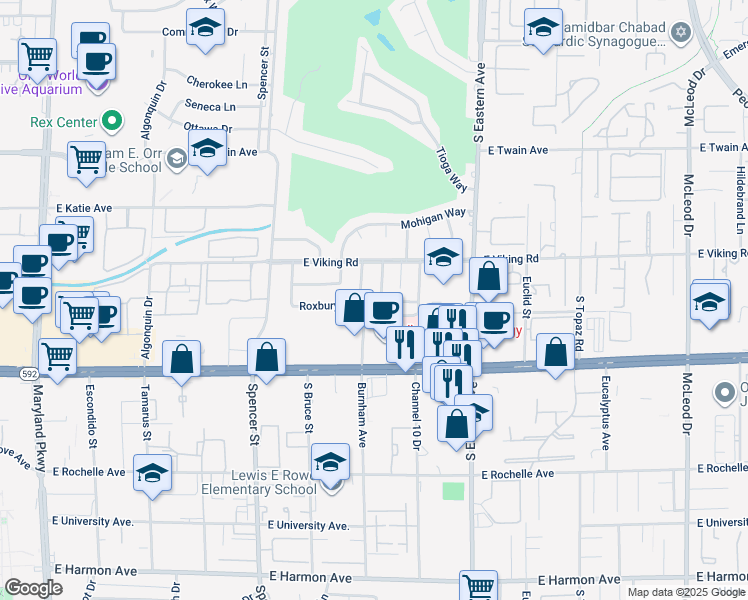 map of restaurants, bars, coffee shops, grocery stores, and more near 3979 Tudur Lane in Las Vegas