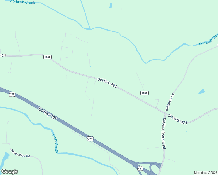 map of restaurants, bars, coffee shops, grocery stores, and more near 4540 Old US 421 Highway East in Yadkinville