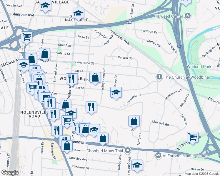 map of restaurants, bars, coffee shops, grocery stores, and more near 62 Lutie Street in Nashville
