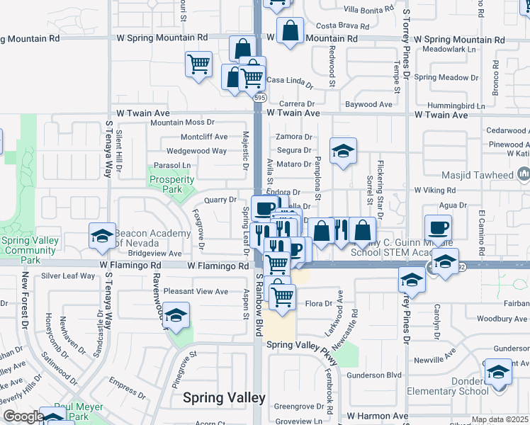 map of restaurants, bars, coffee shops, grocery stores, and more near 3959 Avila Street in Las Vegas