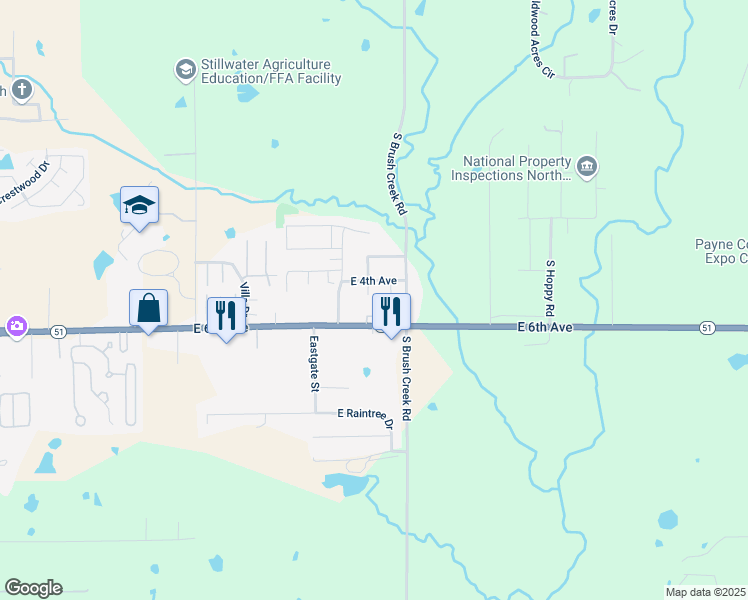 map of restaurants, bars, coffee shops, grocery stores, and more near 419 Colby Lance Street in Stillwater