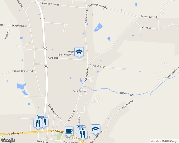 map of restaurants, bars, coffee shops, grocery stores, and more near 1274 Taylortown Road in White Bluff