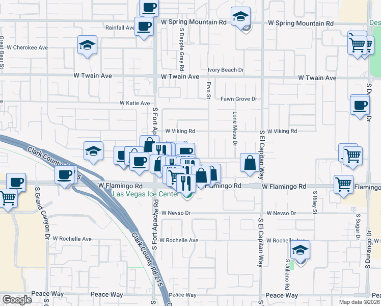 map of restaurants, bars, coffee shops, grocery stores, and more near 3980 Argent Star Court in Las Vegas