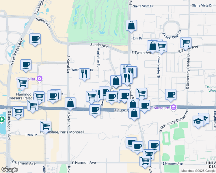 map of restaurants, bars, coffee shops, grocery stores, and more near 3993 Howard Hughes Parkway in Las Vegas