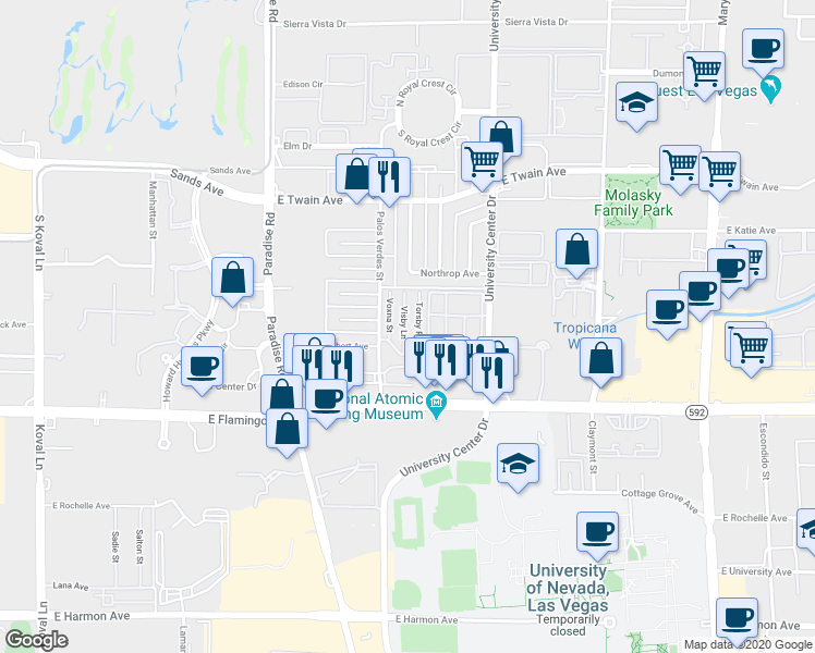 map of restaurants, bars, coffee shops, grocery stores, and more near 3978 Torsby Place in Las Vegas
