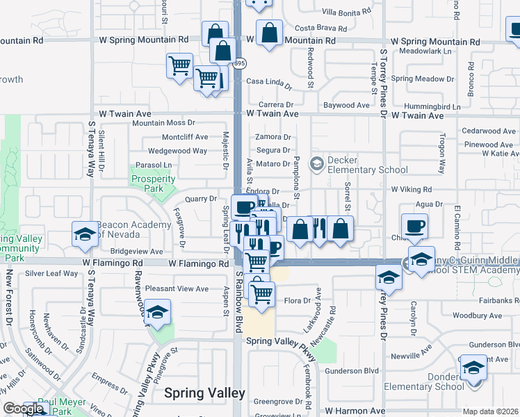 map of restaurants, bars, coffee shops, grocery stores, and more near 6858 Bonillo Drive in Las Vegas