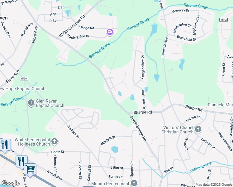 map of restaurants, bars, coffee shops, grocery stores, and more near 1802 Beech Court in Burlington