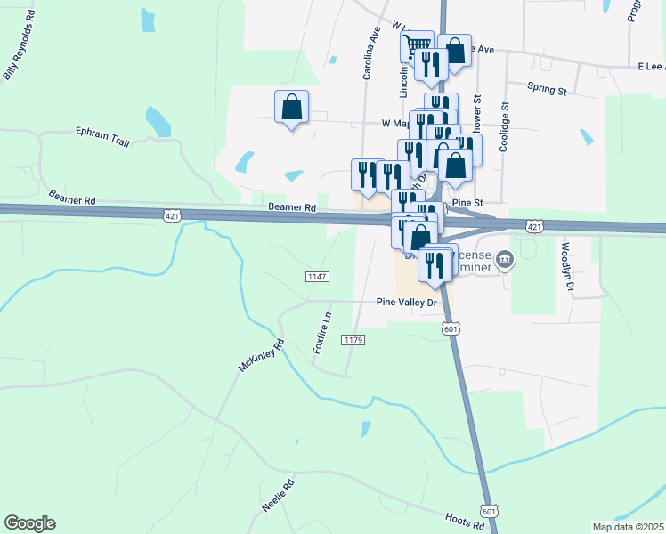 map of restaurants, bars, coffee shops, grocery stores, and more near 917 McKinley Rd in Yadkinville