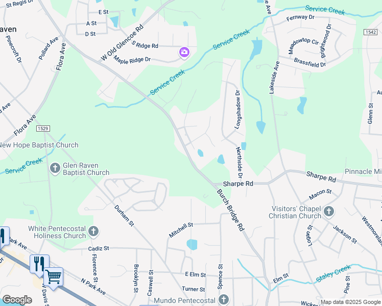 map of restaurants, bars, coffee shops, grocery stores, and more near 1806 Beech Court in Burlington