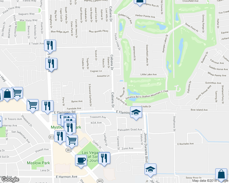 map of restaurants, bars, coffee shops, grocery stores, and more near 4019 Spanish Barb Street in Las Vegas