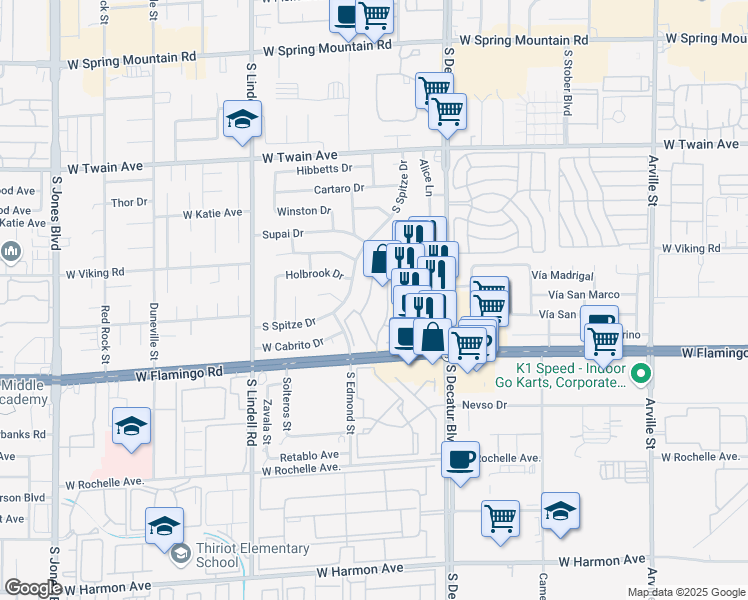 map of restaurants, bars, coffee shops, grocery stores, and more near 3996 Tirana Way in Las Vegas