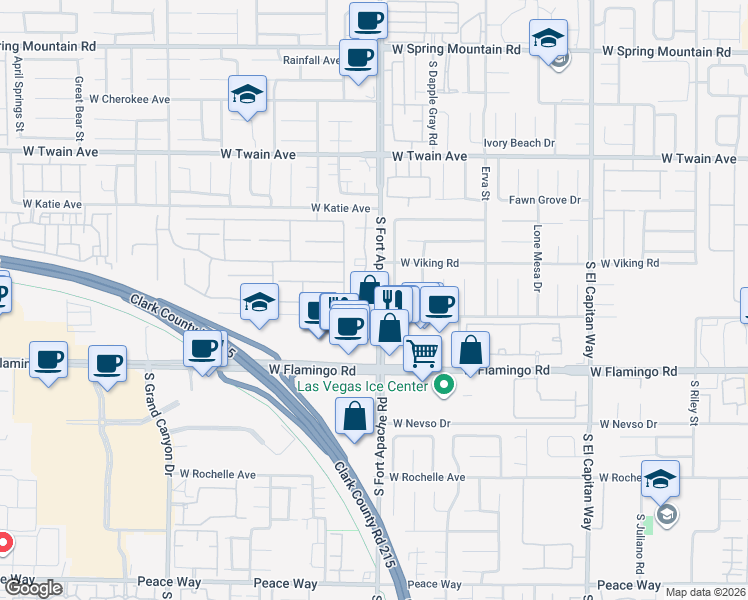 map of restaurants, bars, coffee shops, grocery stores, and more near 3966 Starfield Lane in Las Vegas