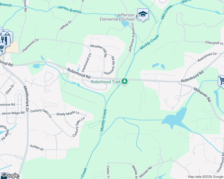 map of restaurants, bars, coffee shops, grocery stores, and more near 180 Brooks Landing Drive in Winston-Salem