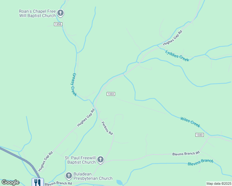map of restaurants, bars, coffee shops, grocery stores, and more near 137 Hughes Road in Bakersville