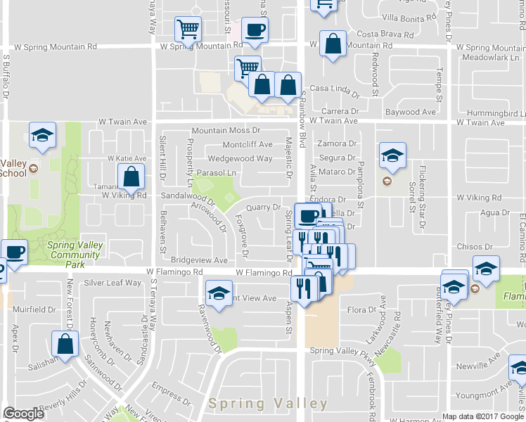 map of restaurants, bars, coffee shops, grocery stores, and more near 6996 Cheerful Circle in Las Vegas