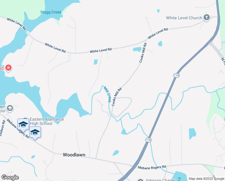 map of restaurants, bars, coffee shops, grocery stores, and more near 908 Cooks Mill Road in Mebane