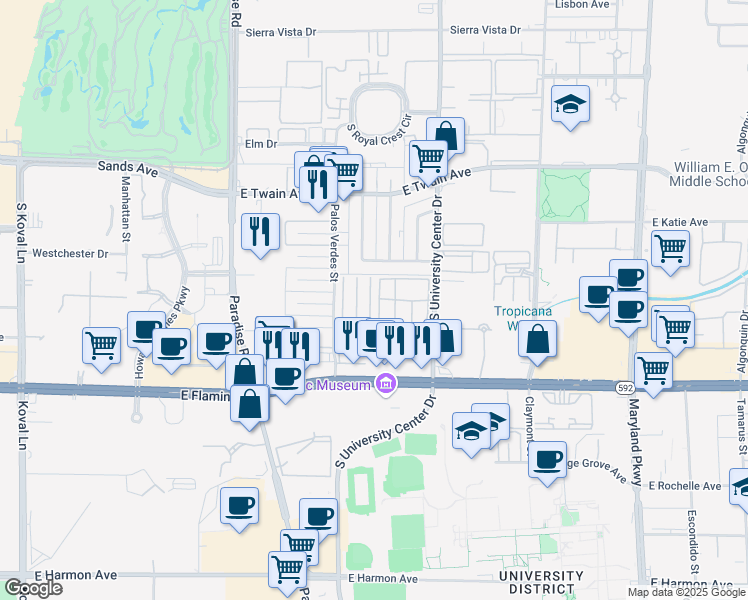 map of restaurants, bars, coffee shops, grocery stores, and more near 3946 Torsby Place in Las Vegas