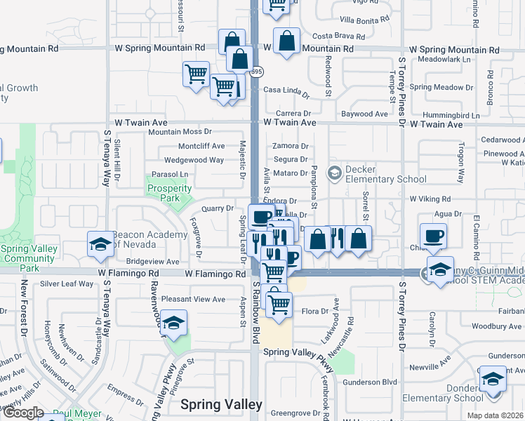map of restaurants, bars, coffee shops, grocery stores, and more near 6858 Bonillo Drive in Las Vegas