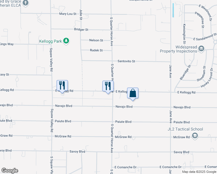 map of restaurants, bars, coffee shops, grocery stores, and more near 6970 South Quarter Horse Avenue in Pahrump