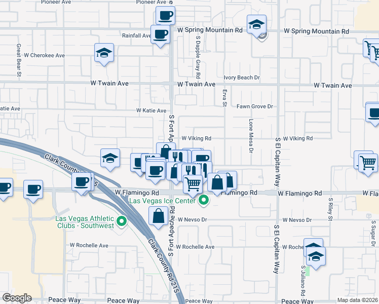 map of restaurants, bars, coffee shops, grocery stores, and more near 9361 Washed Pebble Avenue in Las Vegas