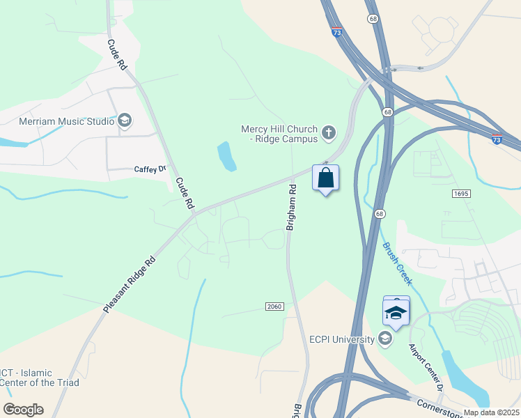 map of restaurants, bars, coffee shops, grocery stores, and more near 1212 Pleasant Ridge Road in Greensboro