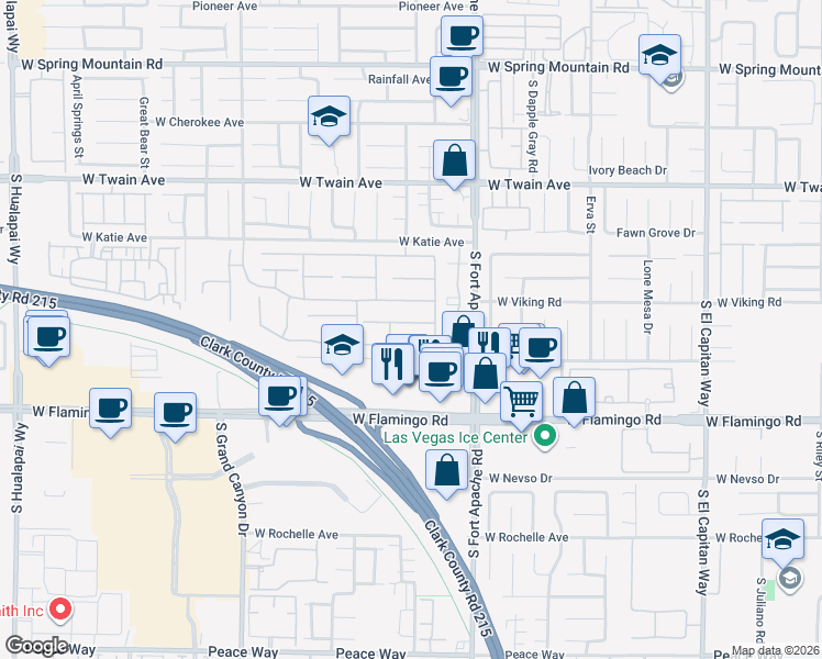 map of restaurants, bars, coffee shops, grocery stores, and more near 9509 Gainey Ranch Avenue in Las Vegas