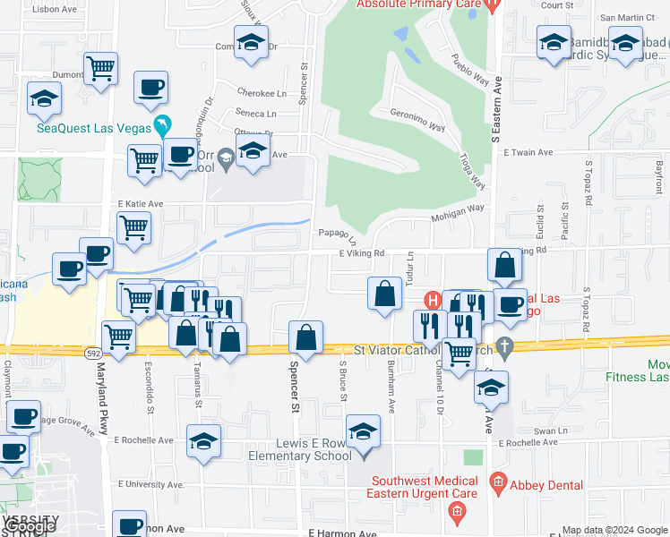 map of restaurants, bars, coffee shops, grocery stores, and more near 3930 Kamden Way in Las Vegas