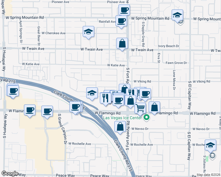 map of restaurants, bars, coffee shops, grocery stores, and more near 9509 Gainey Ranch Avenue in Las Vegas