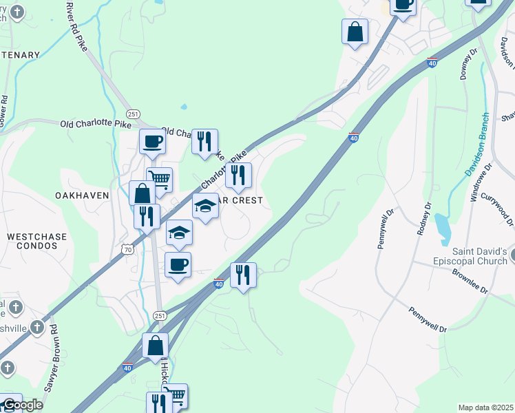 map of restaurants, bars, coffee shops, grocery stores, and more near 308 Williams Court in Nashville