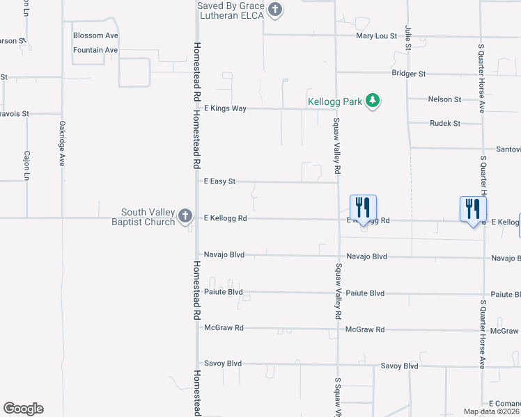 map of restaurants, bars, coffee shops, grocery stores, and more near 3221 East Easy Street in Pahrump