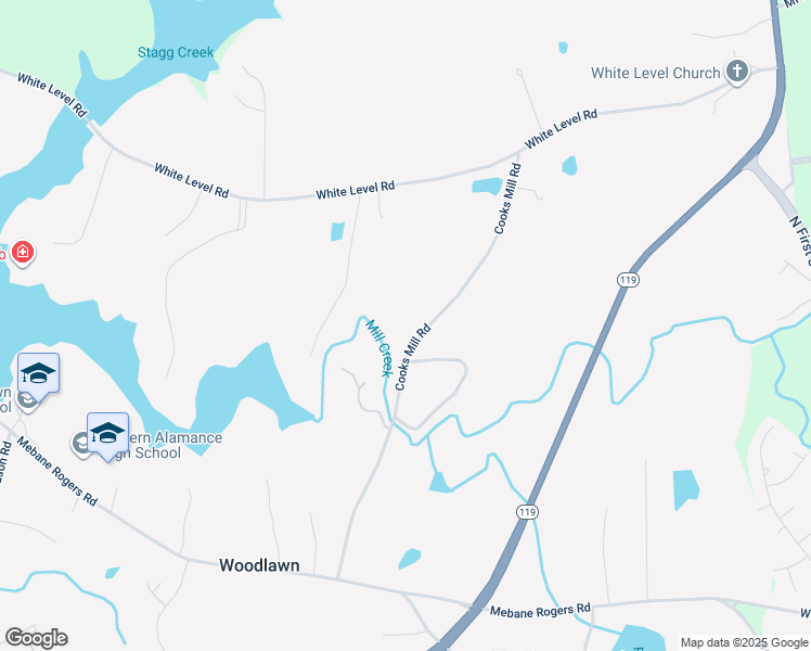 map of restaurants, bars, coffee shops, grocery stores, and more near 908 Cooks Mill Road in Mebane