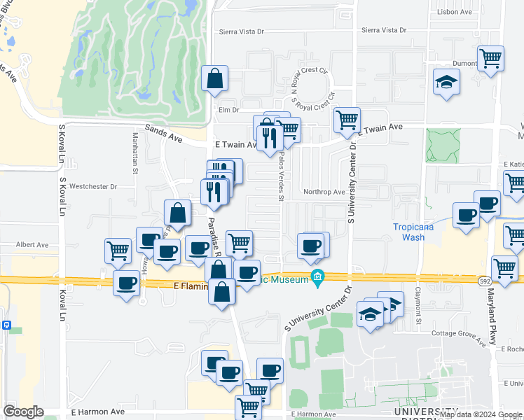 map of restaurants, bars, coffee shops, grocery stores, and more near 496 Calcaterra Circle in Las Vegas