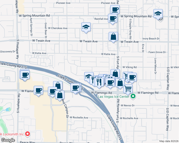 map of restaurants, bars, coffee shops, grocery stores, and more near 9634 Irvine Bay Court in Las Vegas