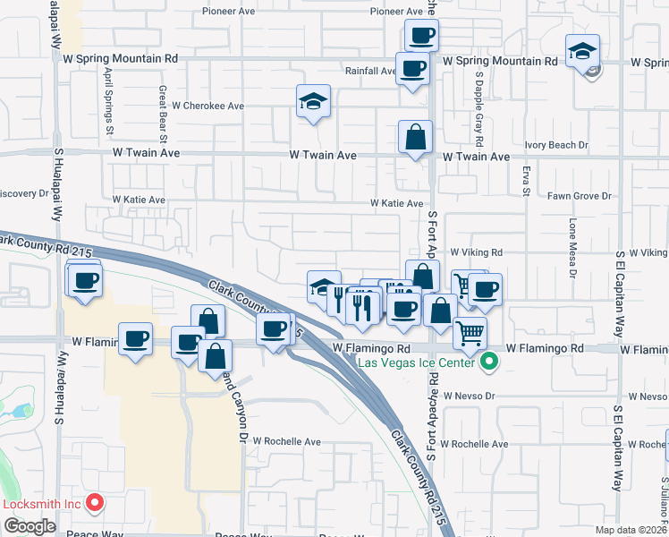 map of restaurants, bars, coffee shops, grocery stores, and more near 9634 Irvine Bay Court in Las Vegas