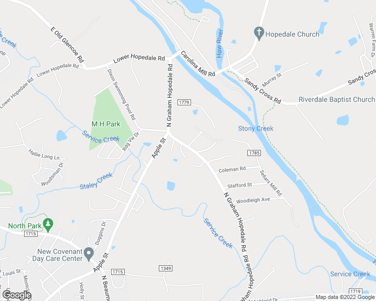 map of restaurants, bars, coffee shops, grocery stores, and more near 1422 North Graham Hopedale Road in Burlington
