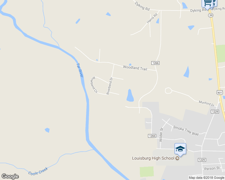 map of restaurants, bars, coffee shops, grocery stores, and more near 101 Indian Beach Way in Louisburg