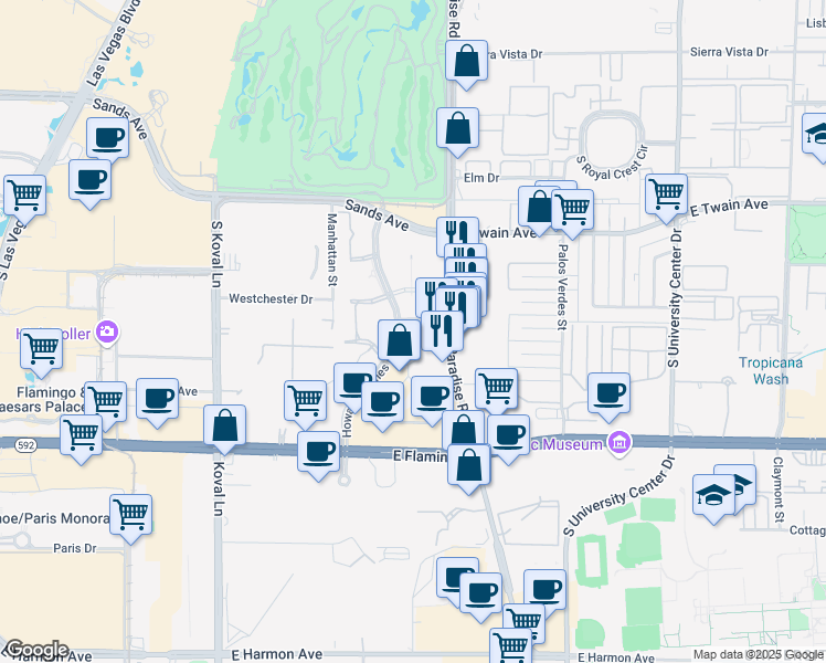 map of restaurants, bars, coffee shops, grocery stores, and more near 3930 Howard Hughes Parkway in Las Vegas