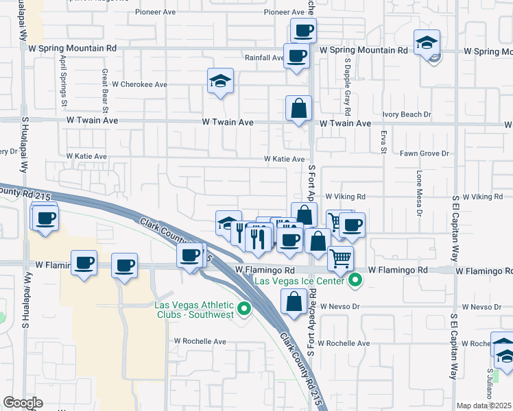 map of restaurants, bars, coffee shops, grocery stores, and more near 9542 Gainey Ranch Avenue in Las Vegas