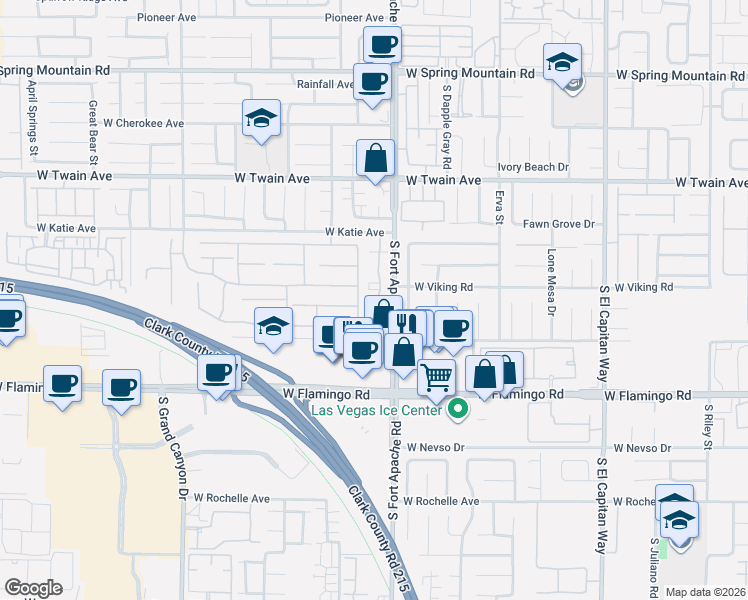 map of restaurants, bars, coffee shops, grocery stores, and more near 3906 Starfield Lane in Las Vegas
