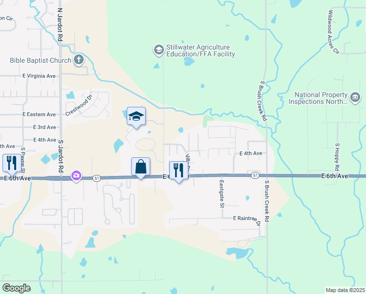 map of restaurants, bars, coffee shops, grocery stores, and more near 2900 East 6th Avenue in Stillwater