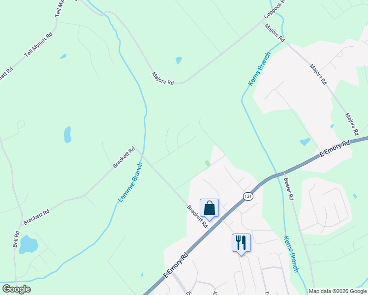 map of restaurants, bars, coffee shops, grocery stores, and more near 6517 Brackett Road in Knoxville