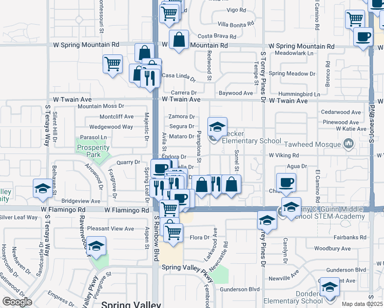 map of restaurants, bars, coffee shops, grocery stores, and more near 6785 Grandola Drive in Las Vegas